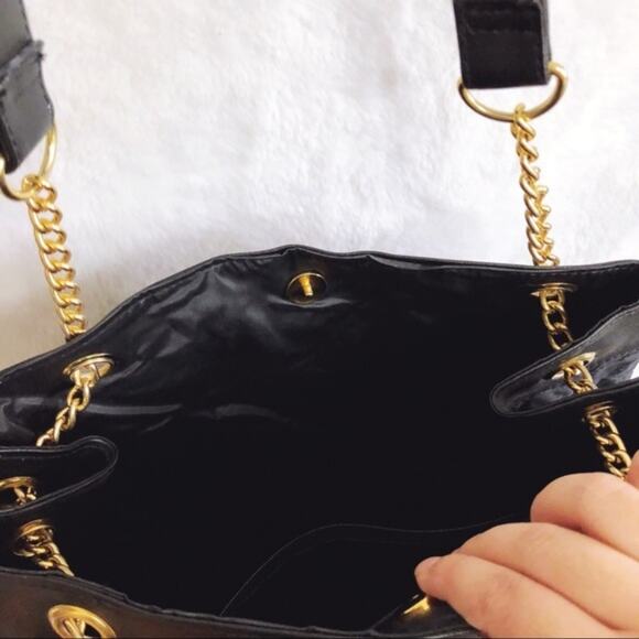 Lancôme Black Gold Chain Shoulder Clasp Bag - Picture 6 of 8